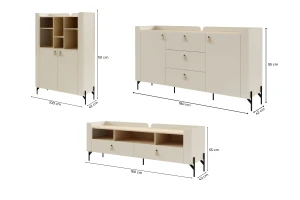 SOVI A woonkamerset, 3-delige wandmeubelset met TV-lowboard, commode en kast Kinder Meubels 24