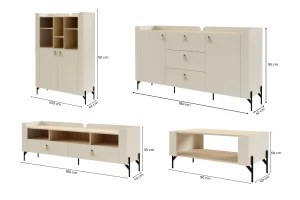 SOVI A woonkamerset, 3-delige wandmeubelset met TV-lowboard, commode en kast Kinder Meubels 24