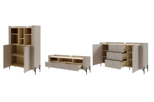 SOVI A woonkamerset, 3-delige wandmeubelset met TV-lowboard, commode en kast Kinder Meubels 24