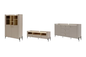 SOVI A woonkamerset, 3-delige wandmeubelset met TV-lowboard, commode en kast Kinder Meubels 24