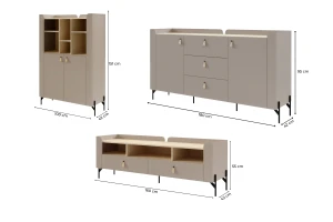 SOVI A woonkamerset, 3-delige wandmeubelset met TV-lowboard, commode en kast Kinder Meubels 24
