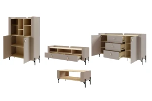 SOVI A woonkamerset, 3-delige wandmeubelset met TV-lowboard, commode en kast Kinder Meubels 24