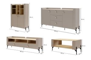 SOVI A woonkamerset, 3-delige wandmeubelset met TV-lowboard, commode en kast Kinder Meubels 24