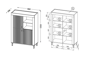 MONI 05 commode, dressoir 97 cm breed, 3-deurs Kinder Meubels 24