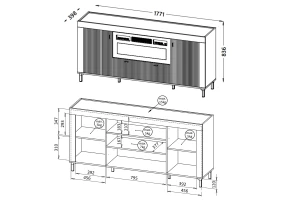 MONI 07 commode, dressoir met 2 deuren en 1 lade, 177,2 cm breed Kinder Meubels 24