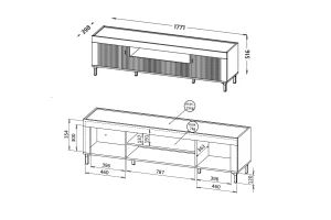 MONI 08 TV-meubel met 2 deuren en 1 lade, 177,2 cm breed Kinder Meubels 24