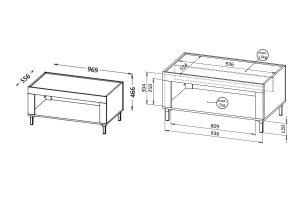 MONI 09 rechthoekige salontafel, 96,9 × 56 cm Kinder Meubels 24