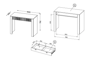 MONI 10 kaptafel, bureau met lade, 102 cm breed Kinder Meubels 24