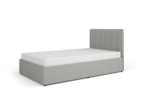 MONI 12 gestoffeerd bed met bedkist en lattenbodem, in beige en grijs Kinder Meubels 24