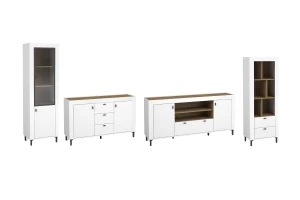 MONI A woonkamerset met vitrinekast, kast en 2 commodes Kinder Meubels 24
