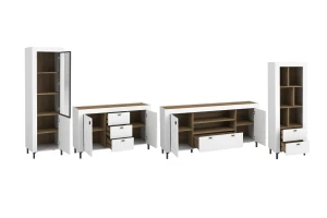 MONI A woonkamerset met vitrinekast, kast en 2 commodes Kinder Meubels 24
