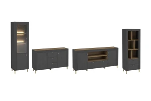 MONI A woonkamerset met vitrinekast, kast en 2 commodes Kinder Meubels 24