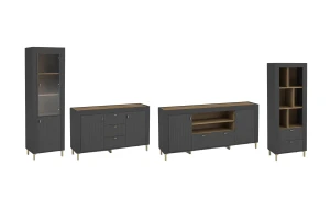 MONI A woonkamerset met vitrinekast, kast en 2 commodes Kinder Meubels 24