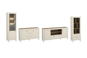 MONI A woonkamerset met vitrinekast, kast en 2 commodes Kinder Meubels 24