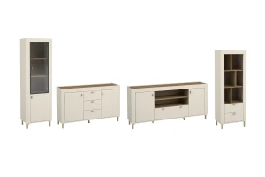 MONI A woonkamerset met vitrinekast, kast en 2 commodes Kinder Meubels 24