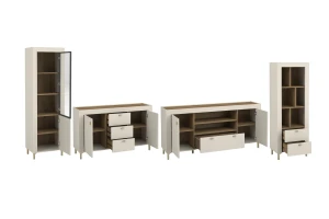 MONI A woonkamerset met vitrinekast, kast en 2 commodes Kinder Meubels 24