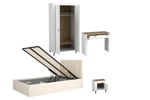 MONI B slaapkamerset met bed 120x200, kledingkast, kaptafel & nachtkastje Kinder Meubels 24