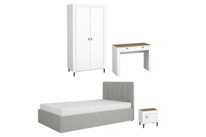 MONI B slaapkamerset met bed 120x200, kledingkast, kaptafel & nachtkastje Kinder Meubels 24