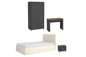 MONI B slaapkamerset met bed 120x200, kledingkast, kaptafel & nachtkastje Kinder Meubels 24