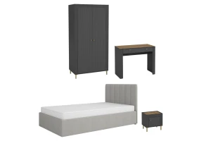 MONI B slaapkamerset met bed 120x200, kledingkast, kaptafel & nachtkastje Kinder Meubels 24