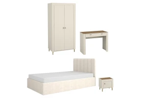MONI B slaapkamerset met bed 120x200, kledingkast, kaptafel & nachtkastje Kinder Meubels 24