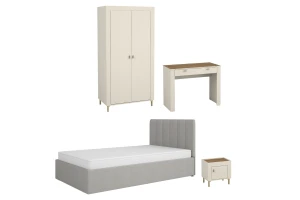MONI B slaapkamerset met bed 120x200, kledingkast, kaptafel & nachtkastje Kinder Meubels 24