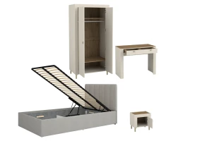 MONI B slaapkamerset met bed 120x200, kledingkast, kaptafel & nachtkastje Kinder Meubels 24