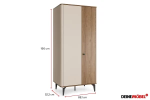 AURO 01 kledingkast, 2-deurs draaideurkast, 88 cm breed, AURO-collectie Kinder Meubels 24