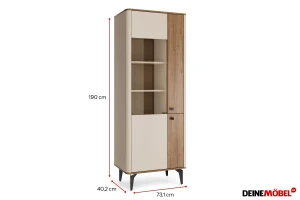 AURO 02 vitrinekast, 1-deurs staande vitrinekast met glazen deur, 73 cm breed, AURO-collectie Kinder Meubels 24
