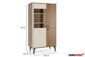 AURO 03 vitrinekast, 2-deurs staande vitrinekast met glazen deur, 88 cm breed, AURO-collectie Kinder Meubels 24