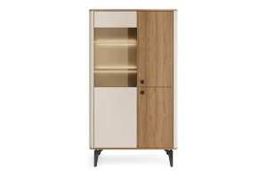 AURO 03 vitrinekast, 2-deurs staande vitrinekast met glazen deur, 88 cm breed, AURO-collectie Kinder Meubels 24