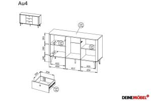 AURO 04 commode, dressoir met 3 lades, 2 deuren & legplanken, AURO-collectie Kinder Meubels 24