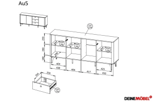 AURO 05 commode, dressoir met 3 lades, 2 deuren & legplanken, AURO-collectie Kinder Meubels 24