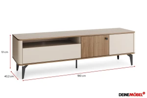 AURO 06 TV-meubel, TV-lowboard met 2 deuren, 1 lade & open apparatuurvak, AURO-collectie Kinder Meubels 24