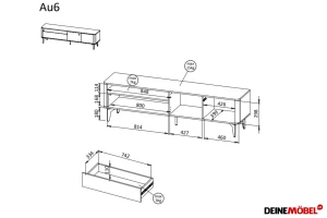 AURO 06 TV-meubel, TV-lowboard met 2 deuren, 1 lade & open apparatuurvak, AURO-collectie Kinder Meubels 24