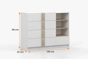SAVI 5S commode 135 cm breed, 5 lades, SAVI-collectie Kinder Meubels 24