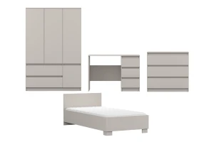 SIMO E tienerkamerset, kinderkamerset met bed 90x200 cm in kasjmier & wit Kinder Meubels 24