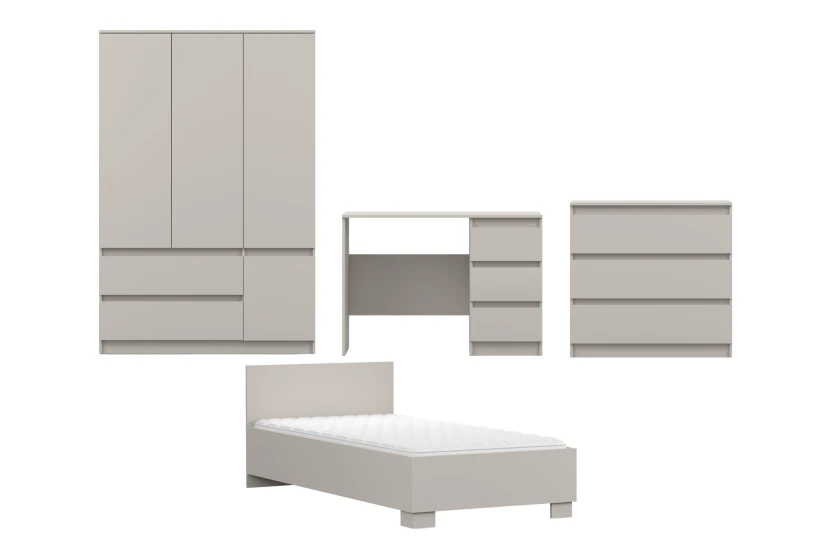 SIMO E tienerkamerset, kinderkamerset met bed 90x200 cm in kasjmier & wit Kinder Meubels 24