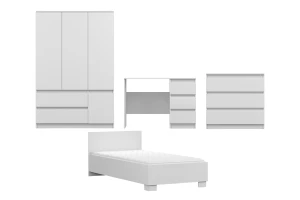SIMO E tienerkamerset, kinderkamerset met bed 90x200 cm in kasjmier & wit Kinder Meubels 24