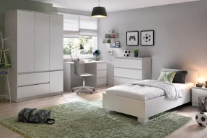 SIMO E tienerkamerset, kinderkamerset met bed 90x200 cm in kasjmier & wit Kinder Meubels 24