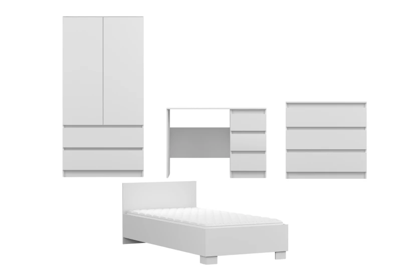 SIMO F tienerkamerset, kinderkamerset met bed 90x200 cm in kasjmier & wit Kinder Meubels 24