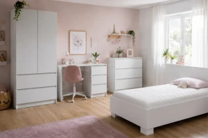 SIMO F tienerkamerset, kinderkamerset met bed 90x200 cm in kasjmier & wit Kinder Meubels 24