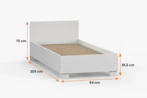 SIMO F tienerkamerset, kinderkamerset met bed 90x200 cm in kasjmier & wit Kinder Meubels 24