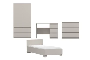 SIMO F tienerkamerset, kinderkamerset met bed 90x200 cm in kasjmier & wit Kinder Meubels 24