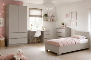 SIMO F tienerkamerset, kinderkamerset met bed 90x200 cm in kasjmier & wit Kinder Meubels 24