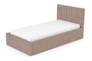 BELLA gestoffeerd eenpersoonsbed in corduroy, met bedkist en lattenbodem Bouclé Kinder Meubels 24