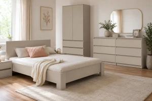 SIMO H slaapkamerset in wit / kasjmier, SIMO-collectie, incl. bed 160x200 Kinder Meubels 24