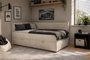 GINA boxspringbed, daybed met opbergruimte BOUCLÉ-LOOK Kinder Meubels 24