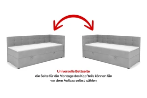 FAVIO boxspringbed, daybed met opbergruimte VELOURSLOOK Kinder Meubels 24