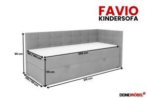 FAVIO boxspringbed, daybed met opbergruimte VELOURSLOOK Kinder Meubels 24